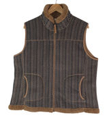 Mountain Lake Vest Women XL Brown Sherpa Lined Fleece Herringbone Cozycore Layer Photo 0