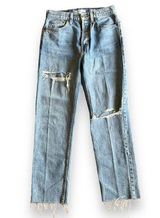 RE/DONE  Originals High-Rise Stovepipe Light Rinse W/Rips- Size 26 Photo 0