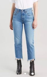 Levi’s 501 Straight Jeans Raw Hem Medium Wash Photo 0