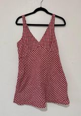 Abercrombie Linen Red Gingham Mini Dress Photo 0