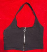 PacSun Black Front Zip Halter Top Photo 0