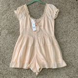 Urban Outfitters BDG UO Peach Lily Playsuit One Piece Romper Shorts Large Creme Photo 0
