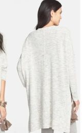Free People Light Heathered Gray High Low Oversized Cardigan Button Front Large Photo 0