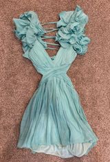 Blue Ruffle Mini Dress Photo 0