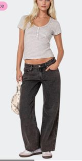 Edikted Black Denim Jeans Low-Rise Photo 0