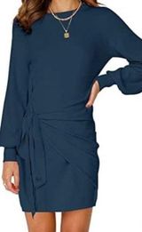 NWT VTSGN Women's Long Lantern Sleeve Knit Sweater Bodycon Mini Dresses Size:XL Photo 0