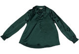 NWOT M Pleione Women’s Dark Green Satin Blouse Work Attire Business Casual Formal Photo 0