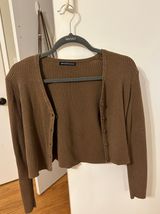 Brandy Melville Brown Ribbed Cardigan Photo 0