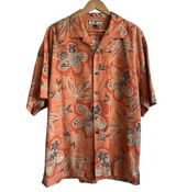 Tommy Bahamas Mens Silk Shirt L Orange Hawaiian Button Up Casual Office Travel Photo 0