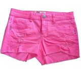 🔥 5 for $30 🔥 L.E.I Women’s Pink Ashley Low Rise Distressed Denim Shorts | 17R Photo 0