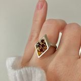 Garnet Cluster & Gold Open Diamond Ring “Veronique” Constellation Ruby Red Vintage Jewelry Photo 0