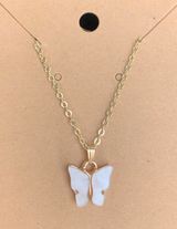 White Butterfly Necklace 14k Gold Photo 0
