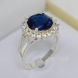 Charter Club Silver Plated Pave & Blue Crystal Halo Ring 7 Photo 0
