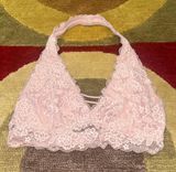 Hollister Light Pink Floral Lace Halter Bralette Back Closure Small Photo 0
