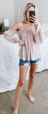 Nordstrom Off The Shoulder Pink Top Photo 0