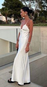 Zara dress white midi ruffled satin lingerie bodycon fitted wedding Photo 0