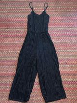 BLACK CRINKLE ONE PIECE JUMPSUIT WIDE LEG Photo 0