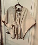 Vince Camuto  Cream Felt Belted Ruana Poncho Cape OS One Size Photo 0