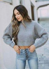 These Three Boutique gray cropped sweater Photo 0