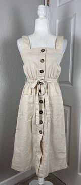 Linen Blend Button Down Dress Photo 0