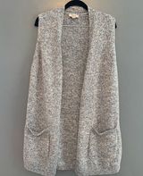 Loft Longline Blue Heathered Open Sweater Vest Photo 0