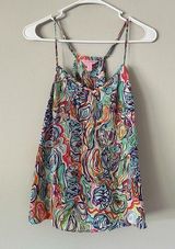 Lilly Pulitzer Top Groovy Colorful Fish Print Silk Racerback Tank Top Size Small Photo 0