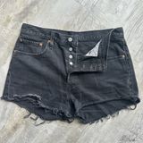 Levi's Premium Shorts Womens Black Denim Cut Off Pockets Flat Front Button Fly Photo 0