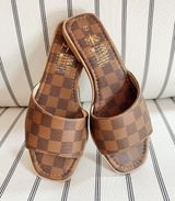 Boutique Brown Checkered Sandals Size 7 Photo 0