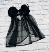 Victoria's Secret Sexy Little Things Lace Sequin Babydoll Lingerie 34C Black Photo 0