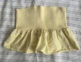 ZARA Yellow Rib Knit Strapless Peplum Blouse Tube Top - Size Small Photo 0