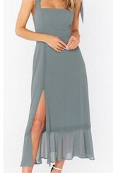 Show Me Your Mumu SMYM Claire Midi Dress in Deep Sage Chiffon NEW SMALL Photo 0