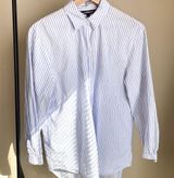 Express Lightweight Striped Boyfriend Button Down Shirt Size Medium Blue Stripe Photo 0