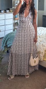 Brown Polka Dot Halter Neck Dress Photo 0
