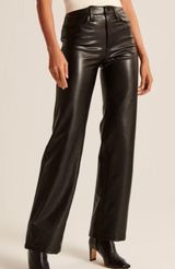 The 90's Relaxed High Rise Black Leather Pants Photo 0