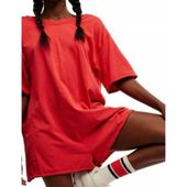Free People Hot Shot Tee Romper Sz Medium NWT Victory Red Photo 0