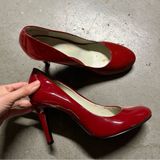 cherry Red Patent Leather Pumps Heels Size 6 EUC Photo 0