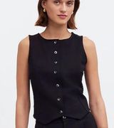 Madewell Black Cutaway Button-Front Vest Top in Ponte Size Medium Photo 0