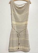 Greylin linen blend crew neck neutral colors striped  sleeveless dress Photo 0