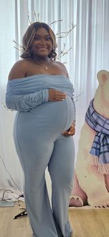 Club L Maternity Jumpsuit Blue Size 12 Photo 0