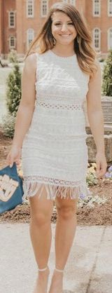 Lulus White Embroidered Tassel Dress Photo 0