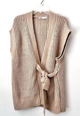 Zara Tan Chunky Knitted Sweater Waistcoat Vest with Belt Size S Photo 0