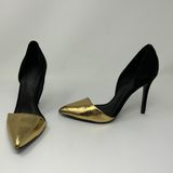 Coach Hollis Genuine Suede Metallic Crackle Leather D'Orsay Pointed Tie Heels 7.5 Photo 0