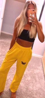 Yellow Butterfly Sweatpants Size XS Photo 0