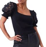 French Connection Juliet Mozart Caballo Floral Puff Sleeve Sweater Photo 0