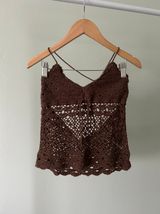 Canyon River Blues Brown Crochet Halter Top Photo 0