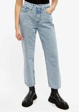 Good American 𝅺 Good 90's Duster Crop Straight Leg Jeans Indigo 101 Size 14/32 Photo 0