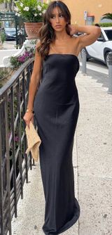 Showpo CHARLITA MAXI DRESS - STRAPLESS COWL BACK SATIN DRESS IN BLACK Photo 0