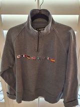 Vintage E XPRESS World Brand Quarter Zip Pullover Sweatshirt Gray Flags Size M Photo 0