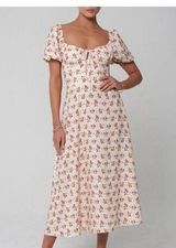 Resa Babydoll Dress Womens Medium Milkmaid Floral Cottagecore Smocked Bow NWT Photo 0