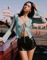 Princess Polly Size 6 High Rise Sienna Shorts Black Faux Leather Baddie Motocore Photo 0